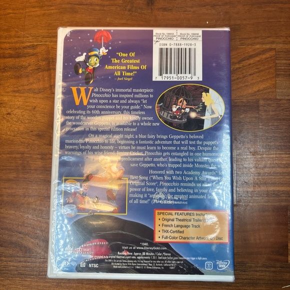 Disney Pinocchio Limited Issue DVD 1999 Gold Collections Classics - Picture 4 of 7